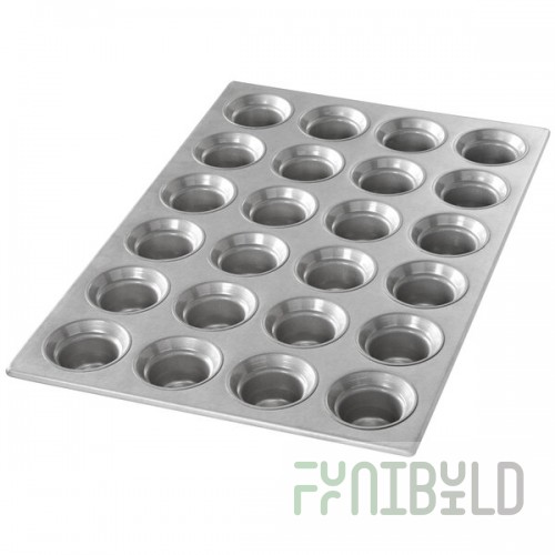 Chicago Metallic 42755 24 Cup 3 oz. Glazed Aluminized Steel Mini Crown Muffin Pan - 14 1/16