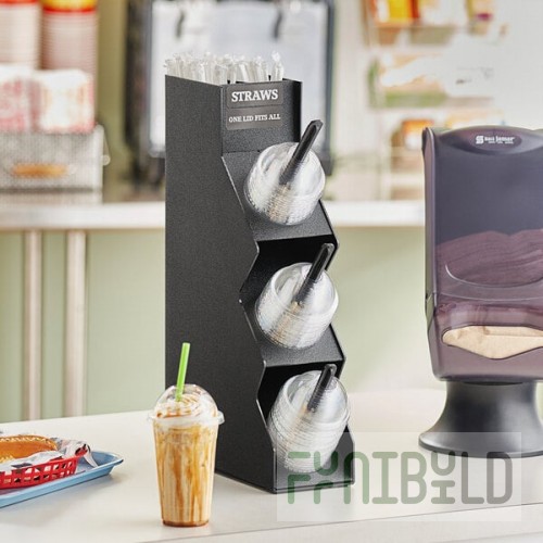 ServSense Black 5-Section Countertop Dome Lid / Straw Organizer - 5 1/8