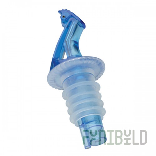 Precision Pours 999 BL F Ocean Blue Free Flow Liquor Pourer with Fliptop - 12/Pack