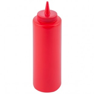 TableCraft 112K 12 oz. Red Cone Tip Squeeze Bottle with 38 mm Opening - 12/Pack