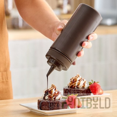 Choice 16 oz. Brown Wide Mouth Squeeze Bottle - 6/Pack