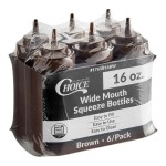 Choice 16 oz. Brown Wide Mouth Squeeze Bottle - 6/Pack Choice 16 oz. Brown Wide Mouth Squeeze Bottle - 6/Pack
