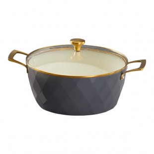 Spring USA Venice 7.4 Qt. Graphite Round Induction-Ready Chafer Casserole Pan with Cover 8858-9-28