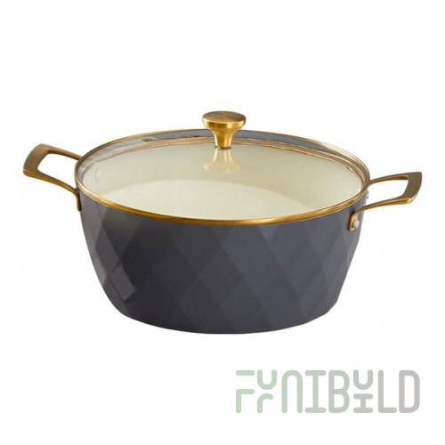 Spring USA Venice 7.4 Qt. Graphite Round Induction-Ready Chafer Casserole Pan with Cover 8858-9-28