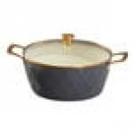 Spring USA Venice 7.4 Qt. Graphite Round Induction-Ready Chafer Casserole Pan with Cover 8858-9-28