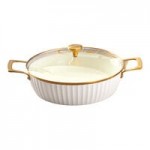 Spring USA Venice 7.4 Qt. Graphite Round Induction-Ready Chafer Casserole Pan with Cover 8858-9-28