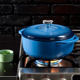 Lodge EC4D33 4.5 Qt. Caribbean Blue Enameled Cast Iron Dutch Oven Lodge EC4D33 4.5 Qt. Caribbean Blue Enameled Cast Iron Dutch Oven