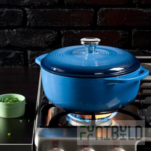 Lodge EC4D33 4.5 Qt. Caribbean Blue Enameled Cast Iron Dutch Oven