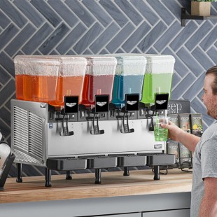 Vollrath VBBD4-37-F Quadruple 3.17 Gallon Bowl Refrigerated Beverage Dispenser with Fountain Spray Circulation - 115V Vollrath VBBD4-37-F Quadruple 3.17 Gallon Bowl Refrigerated Beverage Dispenser with Fountain Spray Circulation - 115V