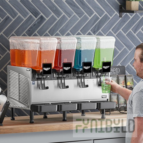 Vollrath VBBD4-37-F Quadruple 3.17 Gallon Bowl Refrigerated Beverage Dispenser with Fountain Spray Circulation - 115V