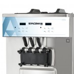 Spaceman 6378A-C Pressurized Dual Flavor High Output Twin Twist Free-Standing Soft Serve Ice Cream Machine with 2 Hoppers and 3 Dispensers - 208-230V
