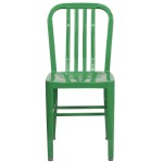 Flash Furniture CH-61200-18-GN-GG Green Metal Indoor / Outdoor Chair with Vertical Slat Back Flash Furniture CH-61200-18-GN-GG Green Metal Indoor / Outdoor Chair with Vertical Slat Back