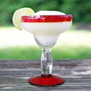 Libbey 92308R Aruba 12 oz. Customizable Margarita Glass with Red Rim and Base - 12/Case