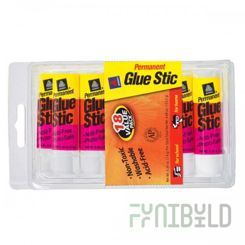 Avery® 98089 Glue Stic 0.26 oz. White Washable Nontoxic Permanent Adhesive Value Pack - 18/Pack
