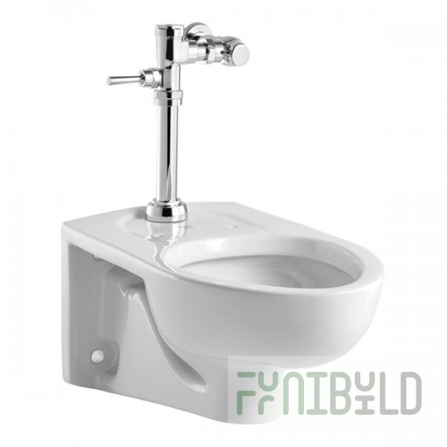 American Standard Afwall Millenium FloWise 2856128.020 Flushometer Toilet System with Wall-Mount Toilet and Manual Piston Flush Valve - 1.28 GPF
