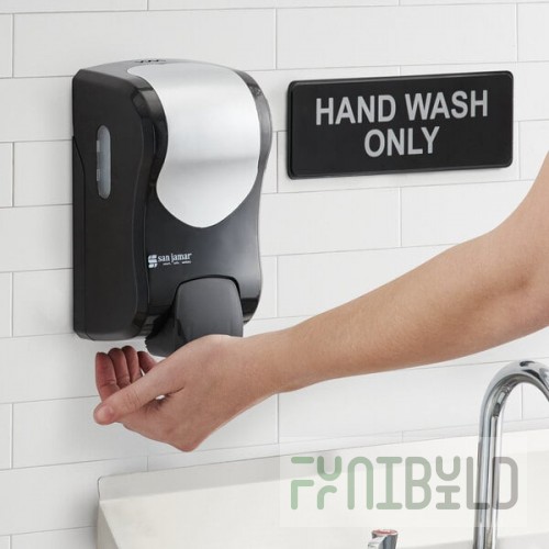 San Jamar S970BKSS Summit Rely Black Manual Hand Soap, Sanitizer, and Lotion Dispenser - 5 3/16