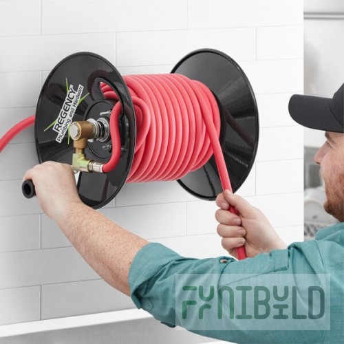 Regency Hand-Crank Open Powder-Coated Steel Hose Reel for 100' x 3/8
