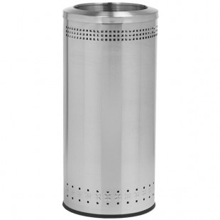 Commercial Zone 781829 Precision 25 Gallon Imprinted Stainless Steel Round Trash Can and Open Top Lid Set