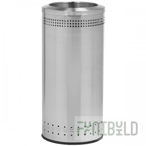 Commercial Zone 781829 Precision 25 Gallon Imprinted Stainless Steel Round Trash Can and Open Top Lid Set