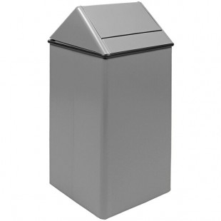 Witt Industries 1511HTSL 36 Gallon Slate Gray Steel Decorative Trash Can with Swing Top Lid
