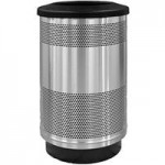 Witt Industries SC35P-01-HT Standard Series 35 Gallon Perforated Steel Outdoor Trash Can with Hood Top Lid Witt Industries SC35P-01-HT Standard Series 35 Gallon Perforated Steel Outdoor Trash Can with Hood Top Lid
