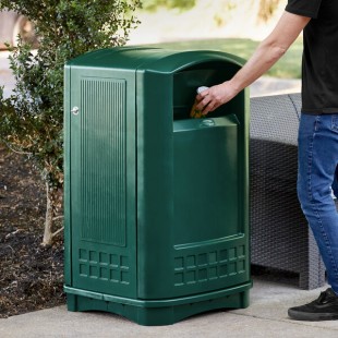 Rubbermaid® FG396400DGRN Plaza Dark Green Square Trash Can with Side Opening 50 Gallon Rubbermaid® FG396400DGRN Plaza Dark Green Square Trash Can with Side Opening 50 Gallon