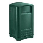 Rubbermaid® FG396400DGRN Plaza Dark Green Square Trash Can with Side Opening 50 Gallon