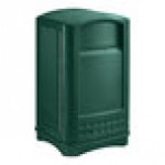Rubbermaid® FG396400DGRN Plaza Dark Green Square Trash Can with Side Opening 50 Gallon