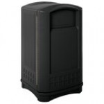 Rubbermaid® FG396400DGRN Plaza Dark Green Square Trash Can with Side Opening 50 Gallon