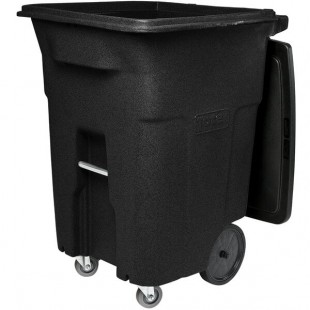 Toter ACC96-10202 96 Gallon Black Rectangular Rotational Molded Wheeled Trash Can with Casters and Lid Toter ACC96-10202 96 Gallon Black Rectangular Rotational Molded Wheeled Trash Can with Casters and Lid