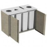 Lakeside 3418BL Stainless Steel Rectangular Refuse (2) / Recycle / Paper Station with Top Access and Royal Blue Laminate Finish - 48 1/2 Lakeside 3418BL Stainless Steel Rectangular Refuse (2) / Recycle / Paper Station with Top Access and Royal Blue Laminate Finish - 48 1/2
