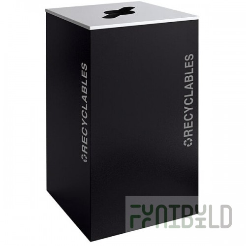 Ex-Cell Kaiser RC-KD36-R BT-PBG Black Tie Kaleidoscope Pebble Black Gloss Square 36 Gallon Recyclables Receptacle