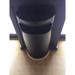Rubbermaid® FGSO820PLBK 9 Gallon European Black with Chrome Accents Half Round Steel Trash Can with Rigid Plastic Liner Rubbermaid® FGSO820PLBK 9 Gallon European Black with Chrome Accents Half Round Steel Trash Can with Rigid Plastic Liner