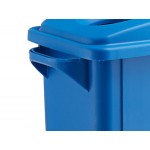 Lavex 16 Gallon Blue Slim Rectangular Recycle Bin with Bottle / Can Lid Lavex 16 Gallon Blue Slim Rectangular Recycle Bin with Bottle / Can Lid