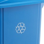 Lavex 16 Gallon Blue Slim Rectangular Recycle Bin with Bottle / Can Lid Lavex 16 Gallon Blue Slim Rectangular Recycle Bin with Bottle / Can Lid