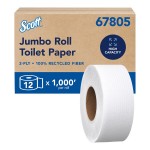 Scott® Essential 1,000' 100% Recycled 2-Ply Jumbo Toilet Paper Roll with 8