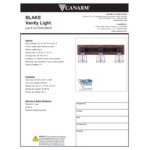 Canarm Blake Matte Black Faux Wood Vanity Light - 120V, 100W