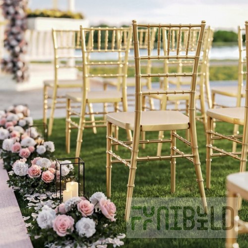 Lancaster Table & Seating Steel Reinforced Heavy-Duty Gold Resin Chiavari Chair