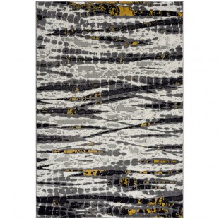 Abani Arto Collection 4' x 6' Yellow / Gray Distressed Contemporary Area Rug