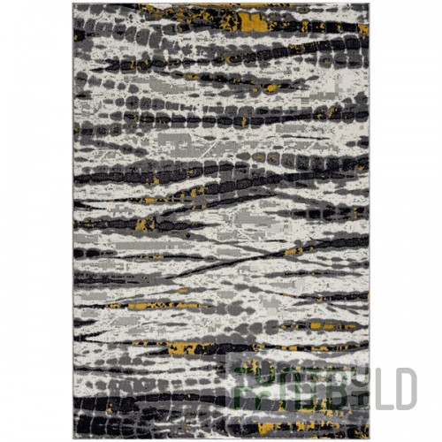 Abani Arto Collection 4' x 6' Yellow / Gray Distressed Contemporary Area Rug