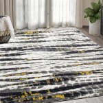 Abani Arto Collection 4' x 6' Yellow / Gray Distressed Contemporary Area Rug Abani Arto Collection 4' x 6' Yellow / Gray Distressed Contemporary Area Rug