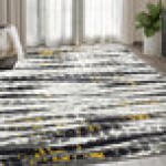 Abani Arto Collection 4' x 6' Yellow / Gray Distressed Contemporary Area Rug Abani Arto Collection 4' x 6' Yellow / Gray Distressed Contemporary Area Rug