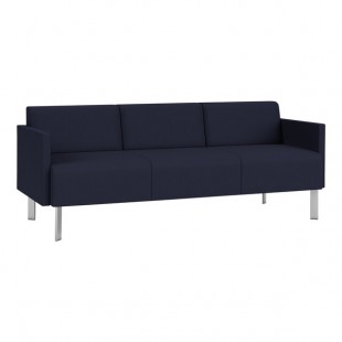 Lesro Luxe Lounge Series Open House Navy Fabric 3-Seat Sofa with Upholstered Arms and Steel Legs Lesro Luxe Lounge Series Open House Navy Fabric 3-Seat Sofa with Upholstered Arms and Steel Legs