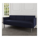 Lesro Luxe Lounge Series Open House Navy Fabric 3-Seat Sofa with Upholstered Arms and Steel Legs