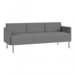 Lesro Luxe Lounge Series Open House Navy Fabric 3-Seat Sofa with Upholstered Arms and Steel Legs