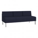 Lesro Luxe Lounge Series Open House Navy Fabric 3-Seat Sofa with Upholstered Arms and Steel Legs