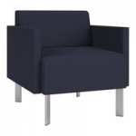 Lesro Luxe Lounge Series Open House Navy Fabric 3-Seat Sofa with Upholstered Arms and Steel Legs