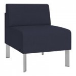 Lesro Luxe Lounge Series Open House Navy Fabric 3-Seat Sofa with Upholstered Arms and Steel Legs