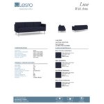 Lesro Luxe Lounge Series Open House Navy Fabric 3-Seat Sofa with Upholstered Arms and Steel Legs