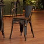 Lancaster Table & Seating Alloy Distressed Copper Indoor Arm Chair with Walnut Wood Seat
